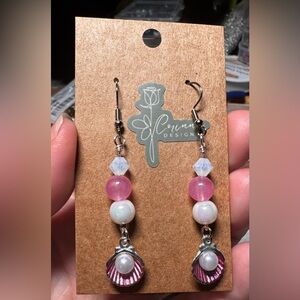 Pink and White Shell Earrings